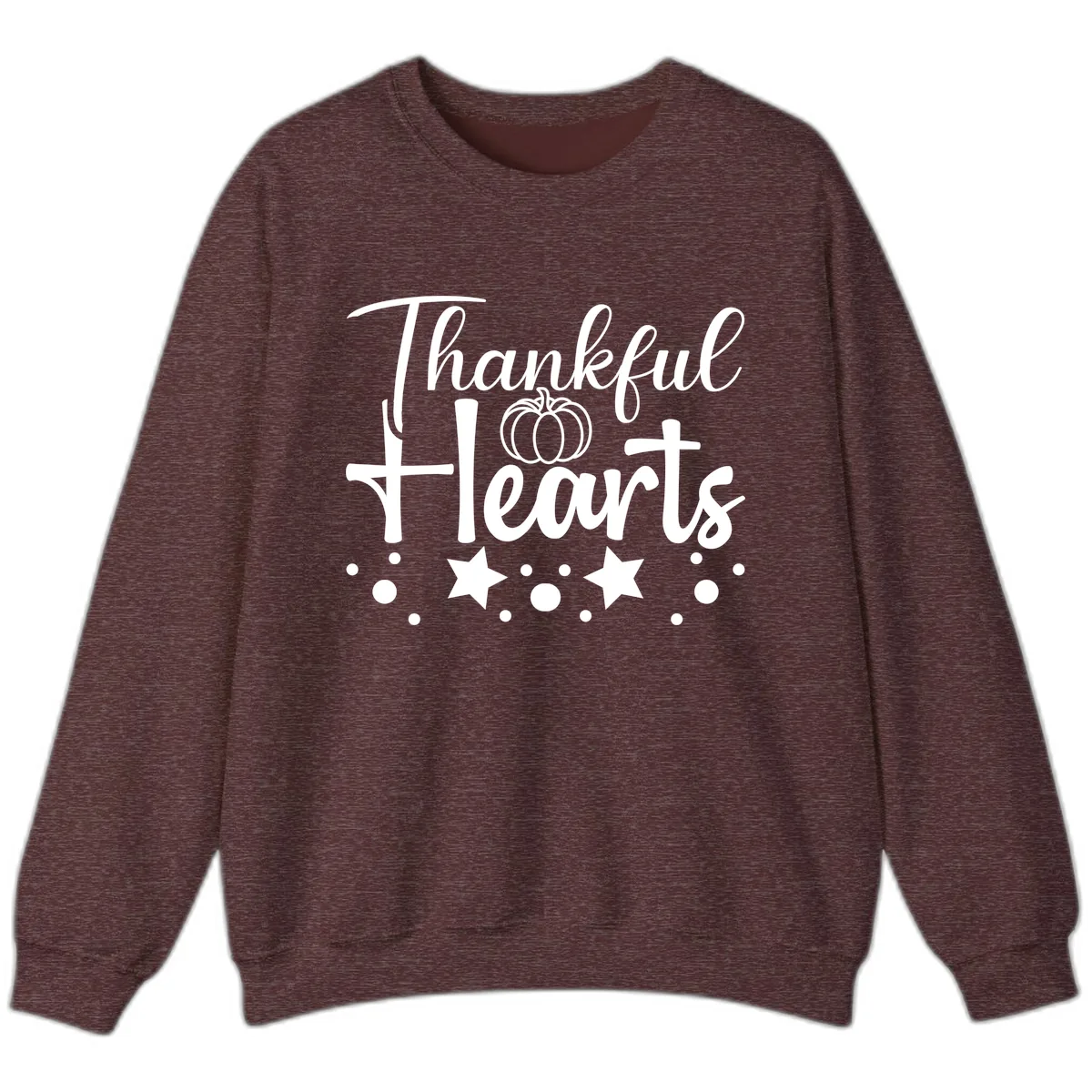 Thankful Hearts Fall Design Sweatshirt in Heather Sport Dark Maroon