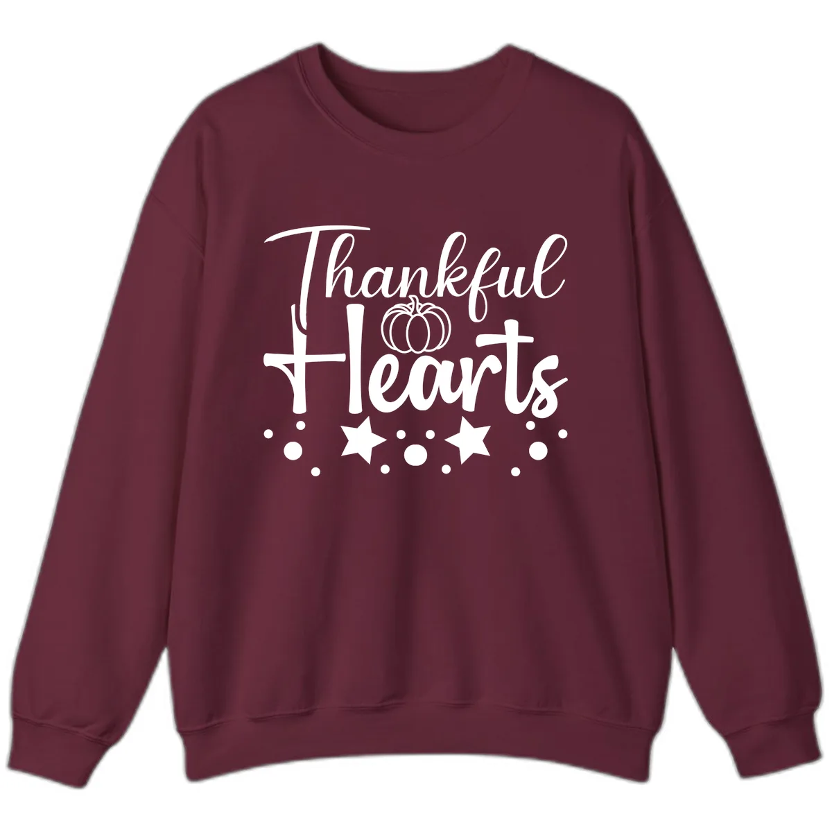 Thankful Hearts Fall Design Sweatshirt in Maroon