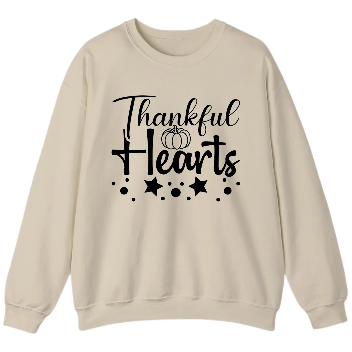 Thankful Hearts Fall Design Sweatshirt in Sand