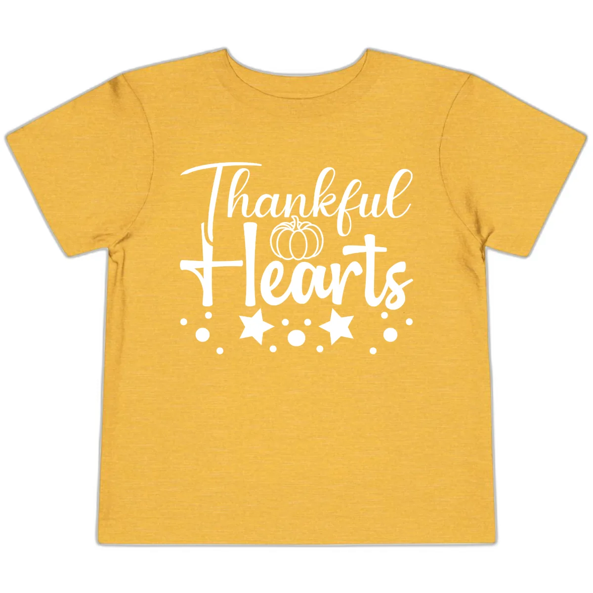 Thankful Hearts Fall Design Toddler T-Shirt in Heather Yellow Gold