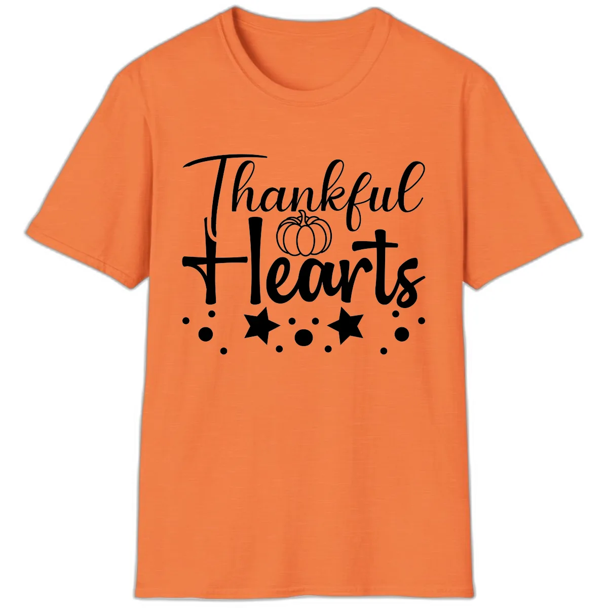 Thankful Hearts Fall Design T-Shirt in Heather Orange
