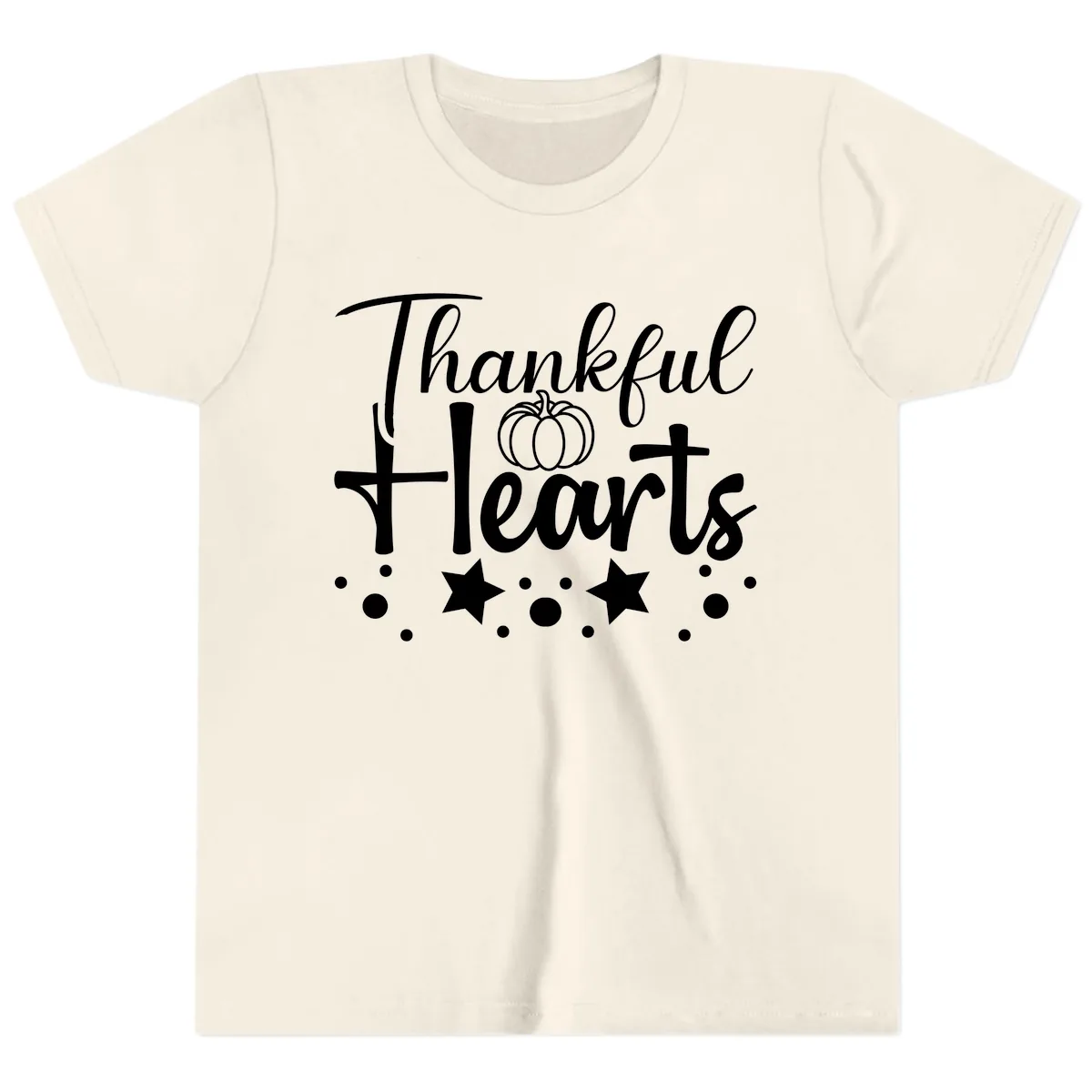 Thankful Hearts Fall Design Youth T-Shirt in Natural