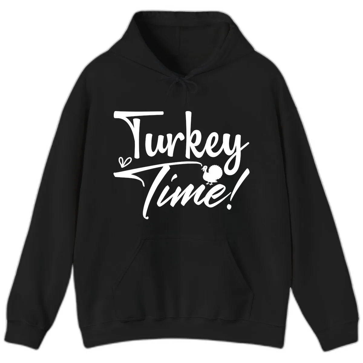 Turkey Time Graphic Design Hoodie in Black