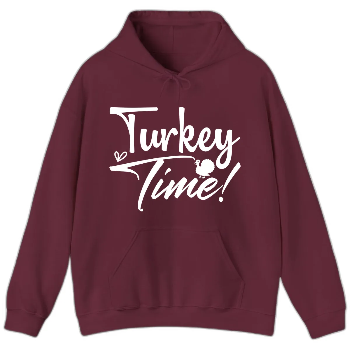 Turkey Time Graphic Design Hoodie in Maroon