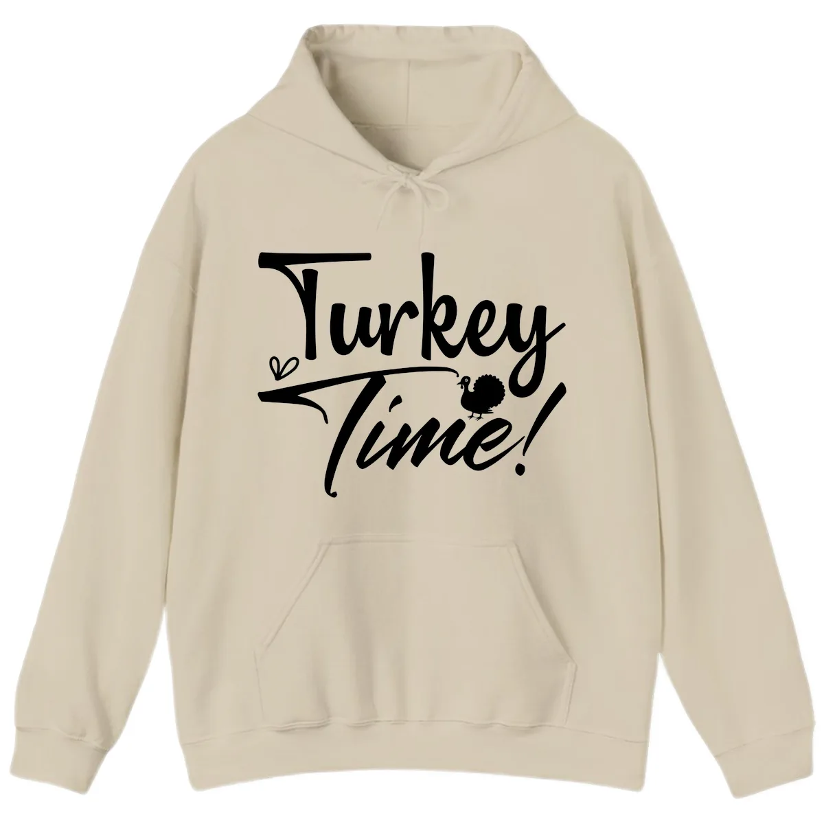 Turkey Time Graphic Design Hoodie in Sand