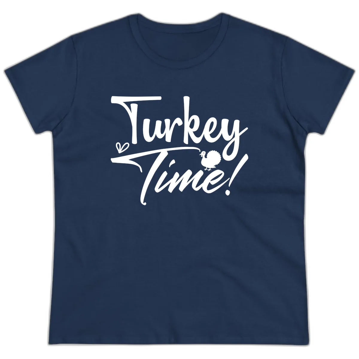 Turkey Time Graphic Design Ladies Tee in Navy