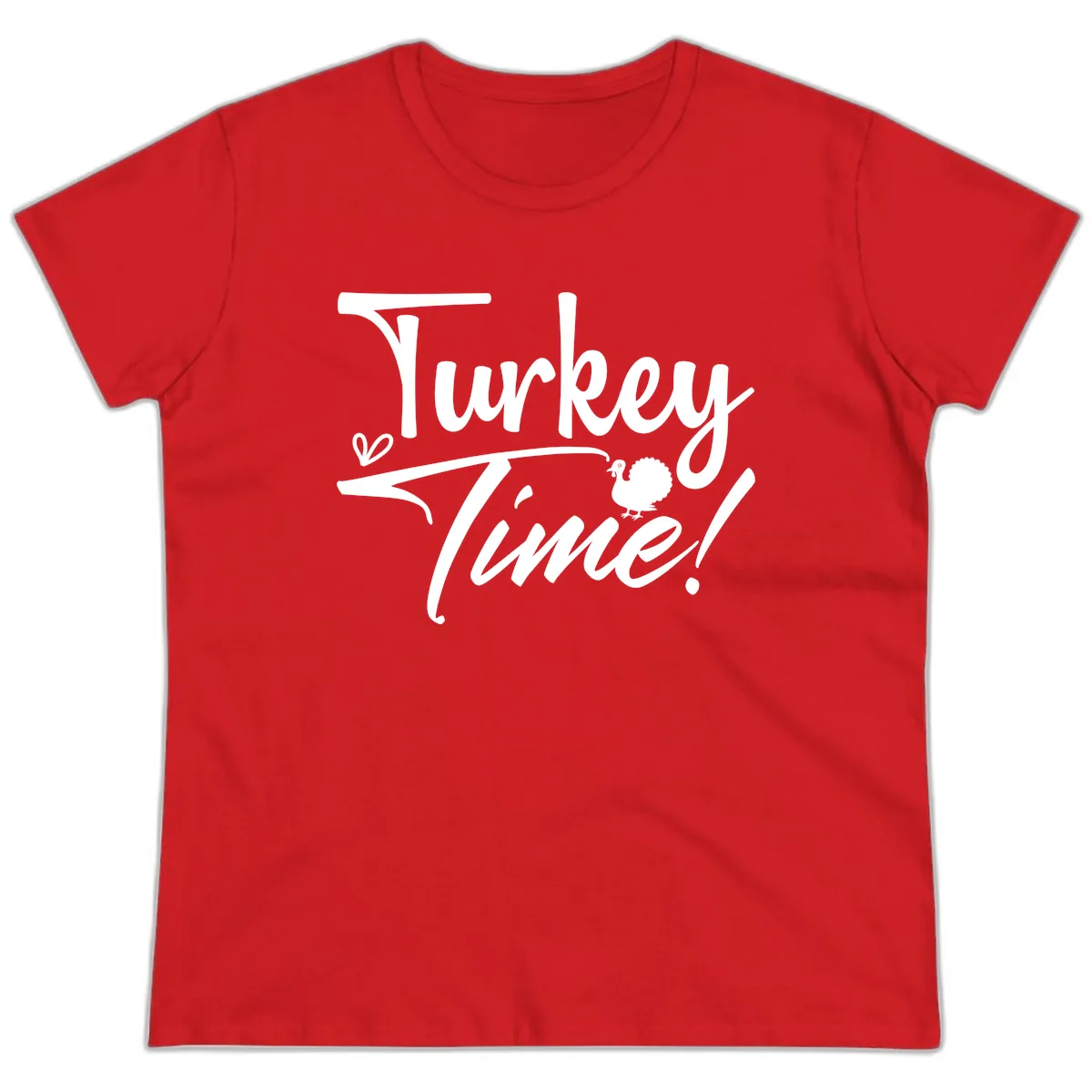 Turkey Time Graphic Design Ladies Tee in Red