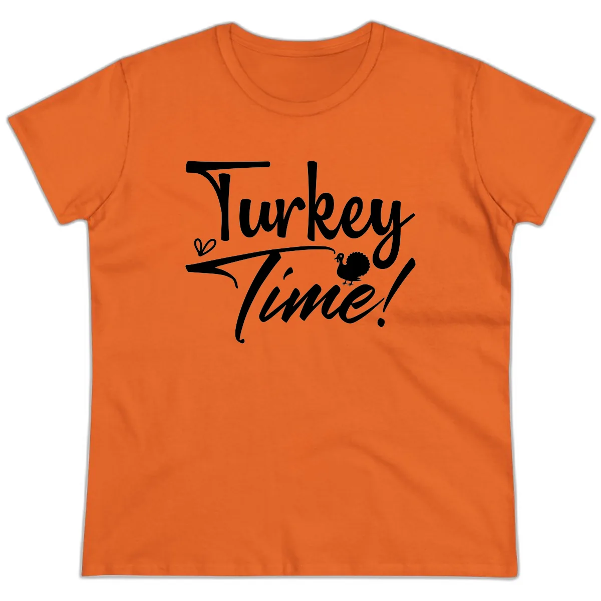 Turkey Time Graphic Design Ladies Tee in Orange