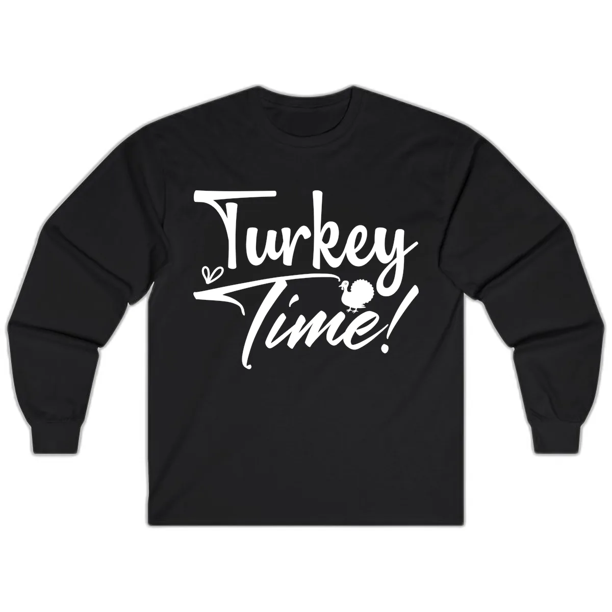Turkey Time Graphic Design Long Sleeve in Black
