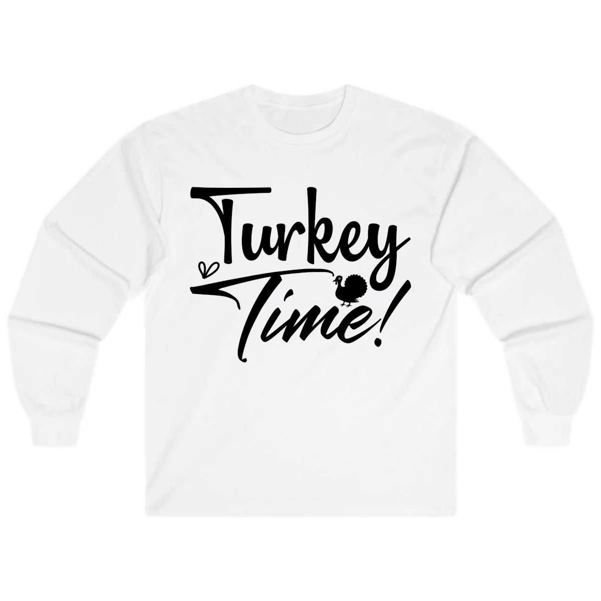 Turkey Time Graphic Design Long Sleeve in White