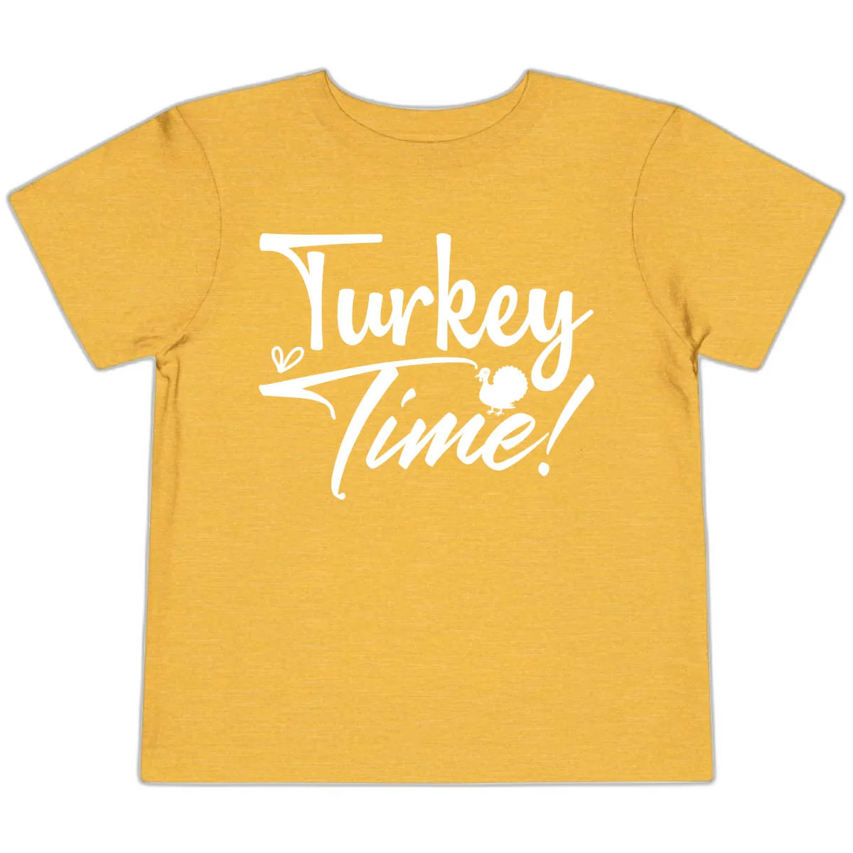 Turkey Time Graphic Design Toddler T-Shirt in Heather Yellow Gold