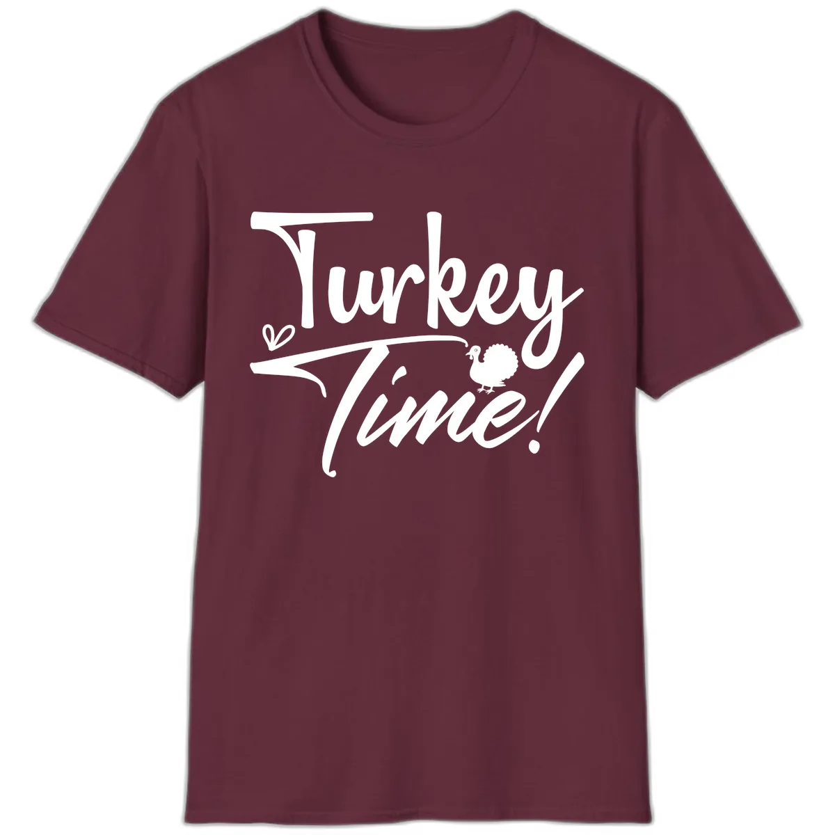 Turkey Time Graphic Design T-Shirt in Maroon