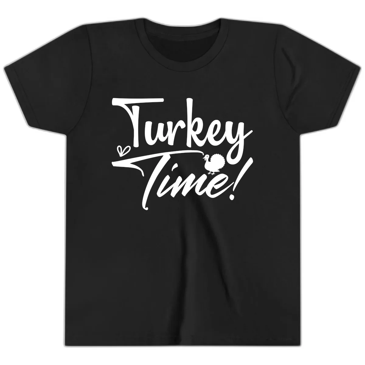 Turkey Time Graphic Design Youth T-Shirt in Black