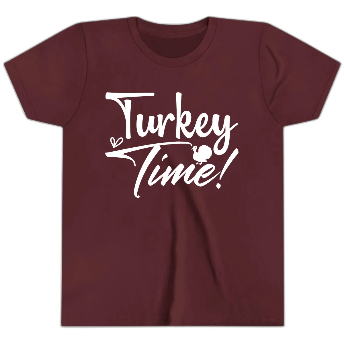 Turkey Time Graphic Design Youth T-Shirt in Maroon