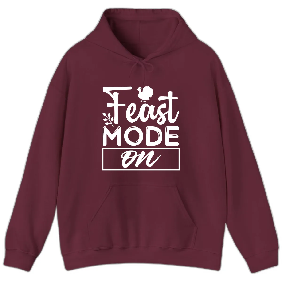 Thanksgiving Feast Mode On Hoodie in Maroon