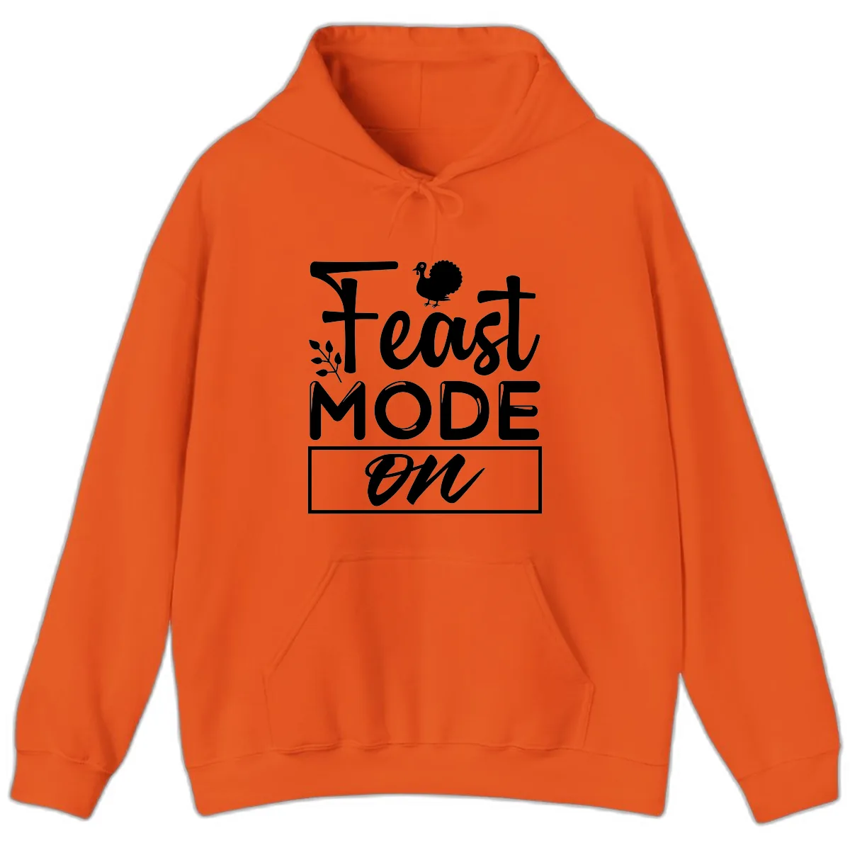 Thanksgiving Feast Mode On Hoodie in Orange