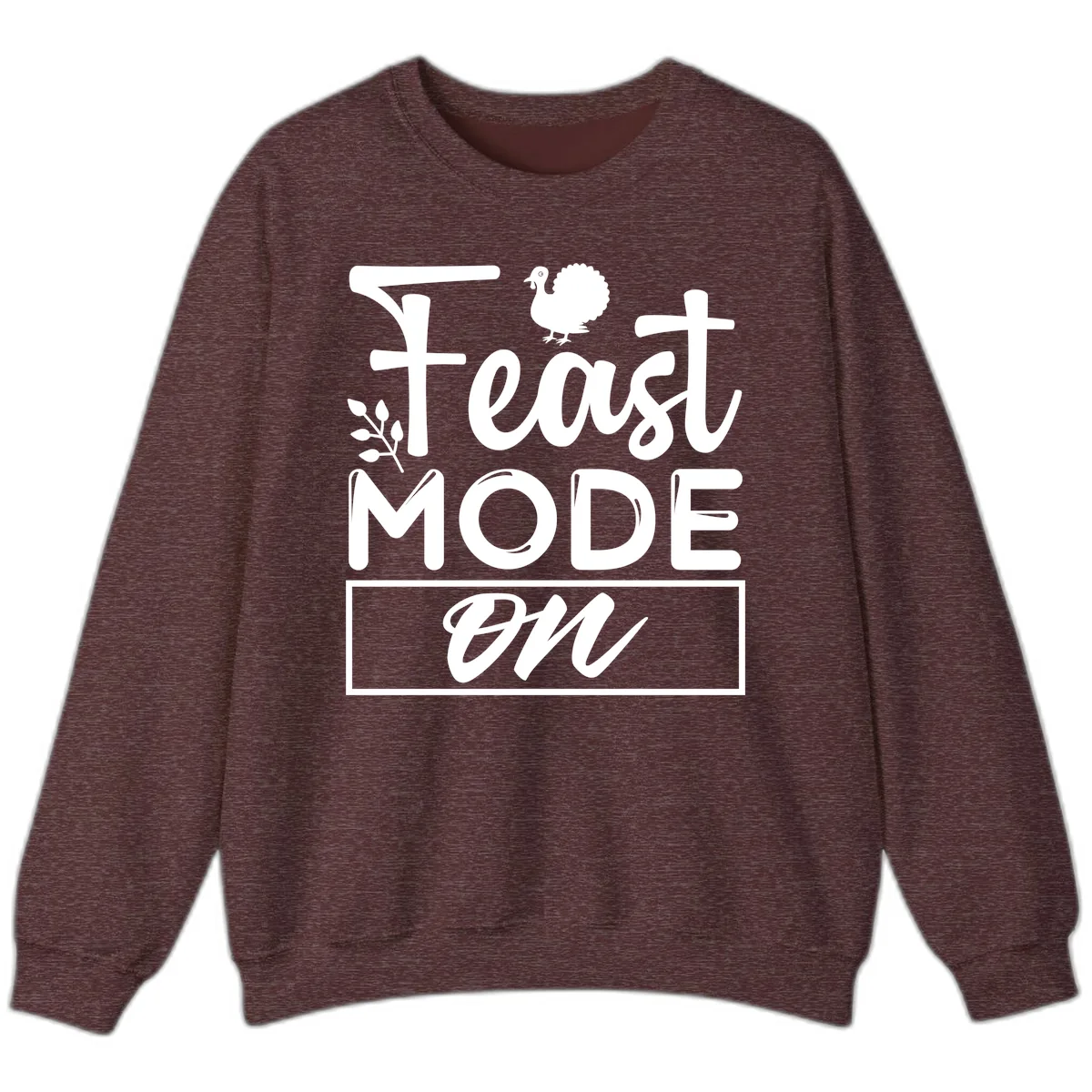 Thanksgiving Feast Mode On Sweatshirt in Heather Sport Dark Maroon
