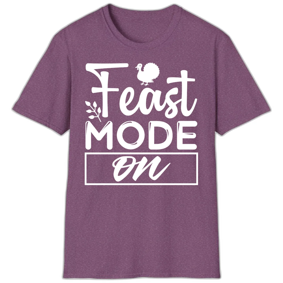 Thanksgiving Feast Mode On T-Shirt in Heather Maroon