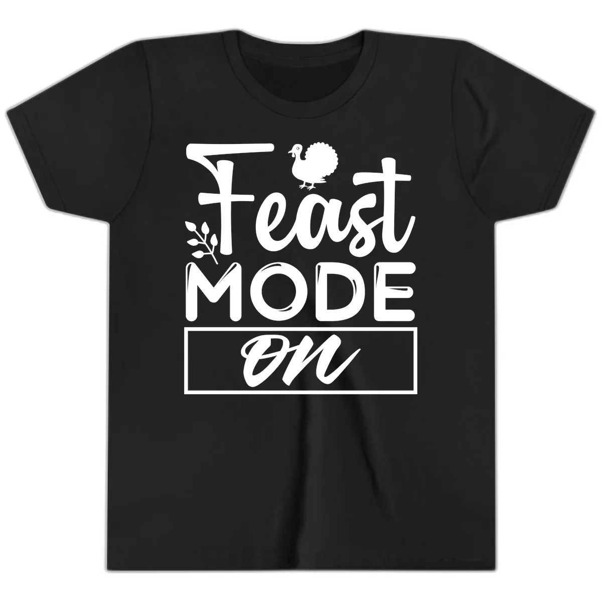 Thanksgiving Feast Mode On Youth T-Shirt in Black
