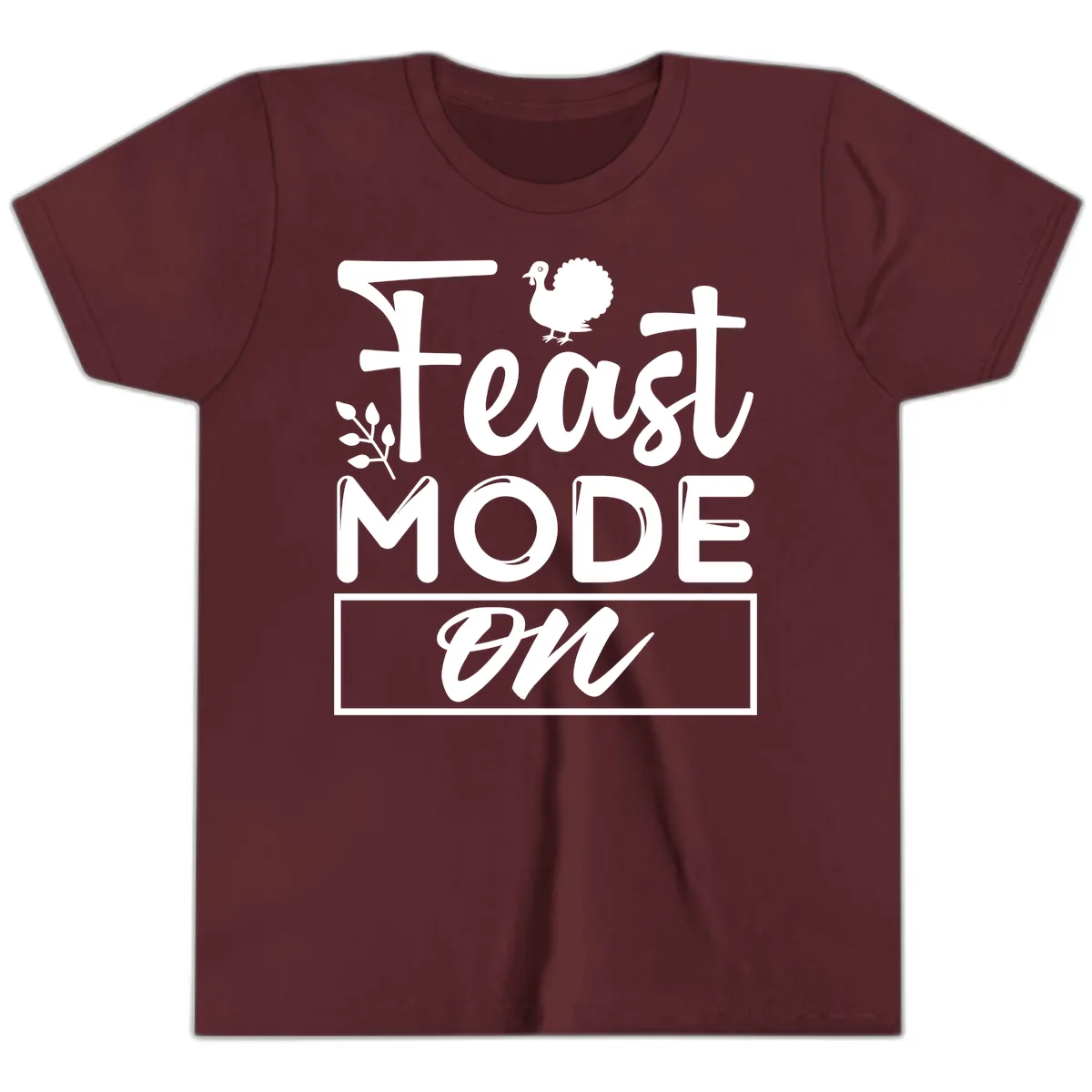 Thanksgiving Feast Mode On Youth T-Shirt in Maroon