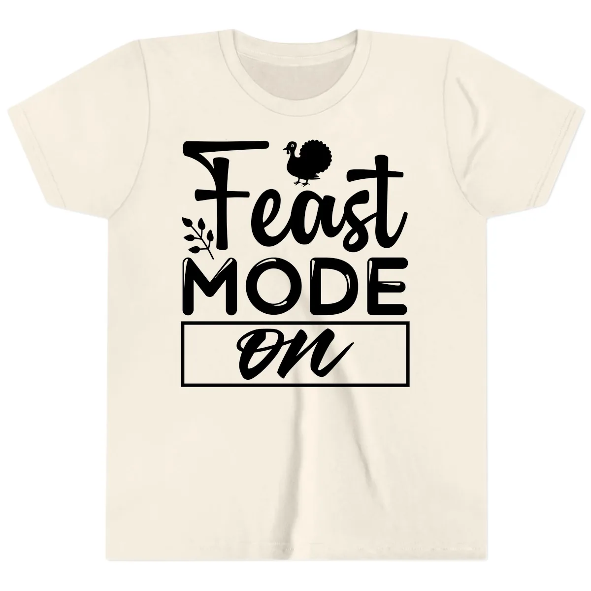 Thanksgiving Feast Mode On Youth T-Shirt in Natural