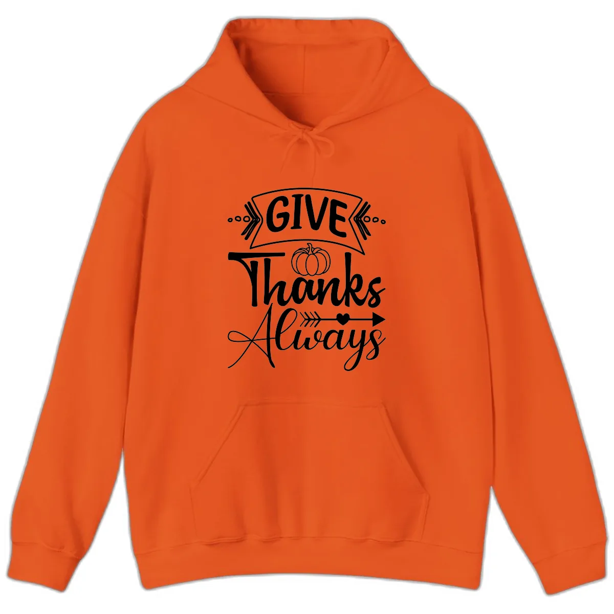 Give Thanks Always Typography Hoodie in Orange