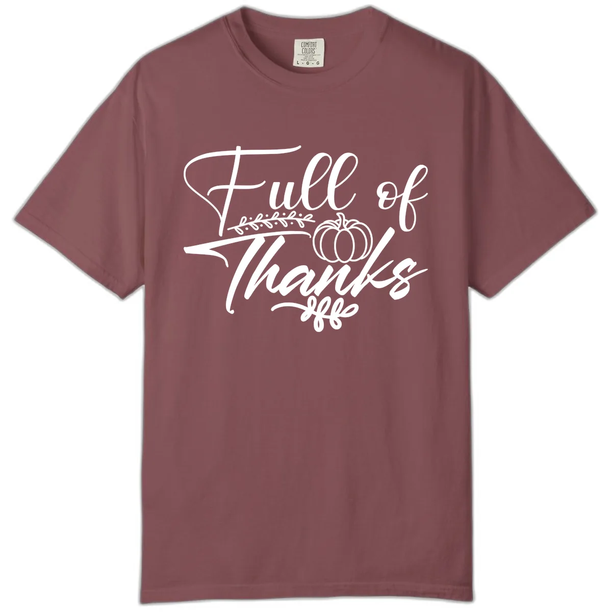 Full Of Thanks Script Typography Comfort Color in Brick