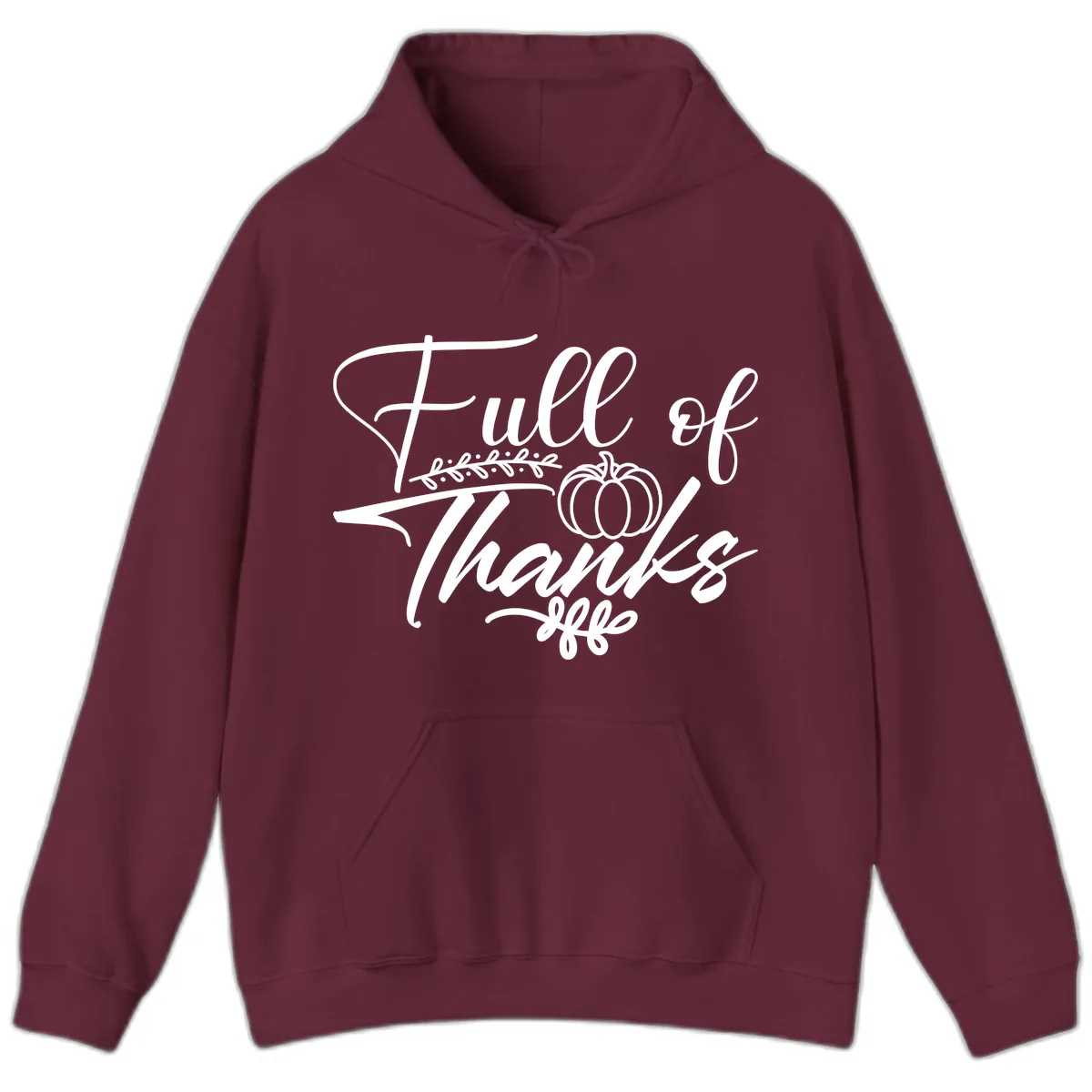 Full Of Thanks Script Typography Hoodie in Maroon