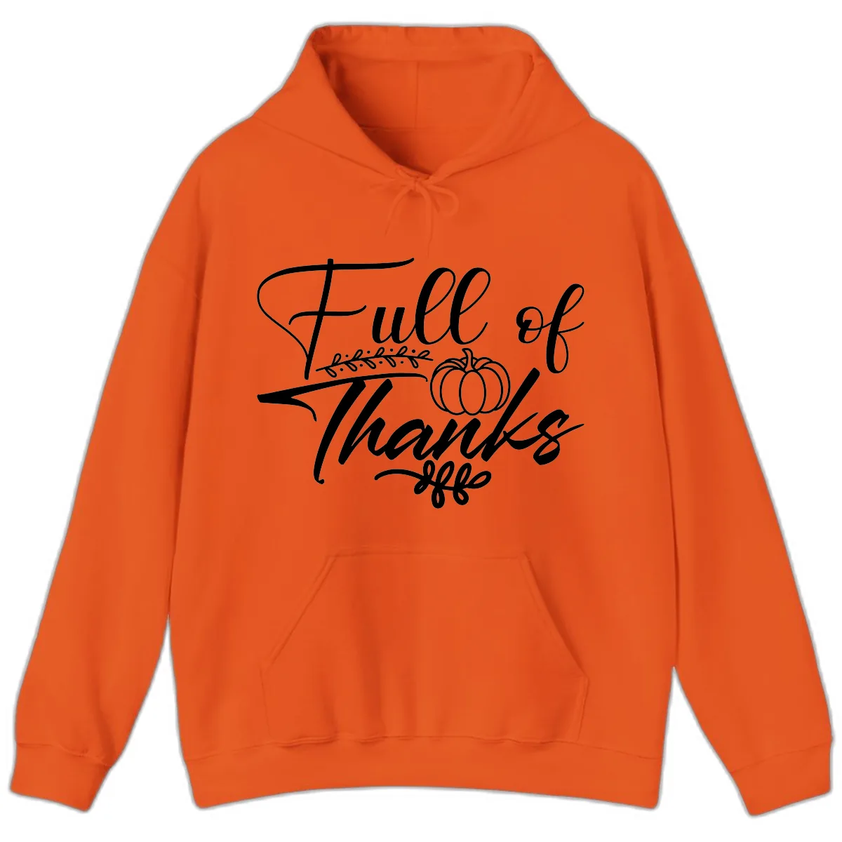 Full Of Thanks Script Typography Hoodie in Orange
