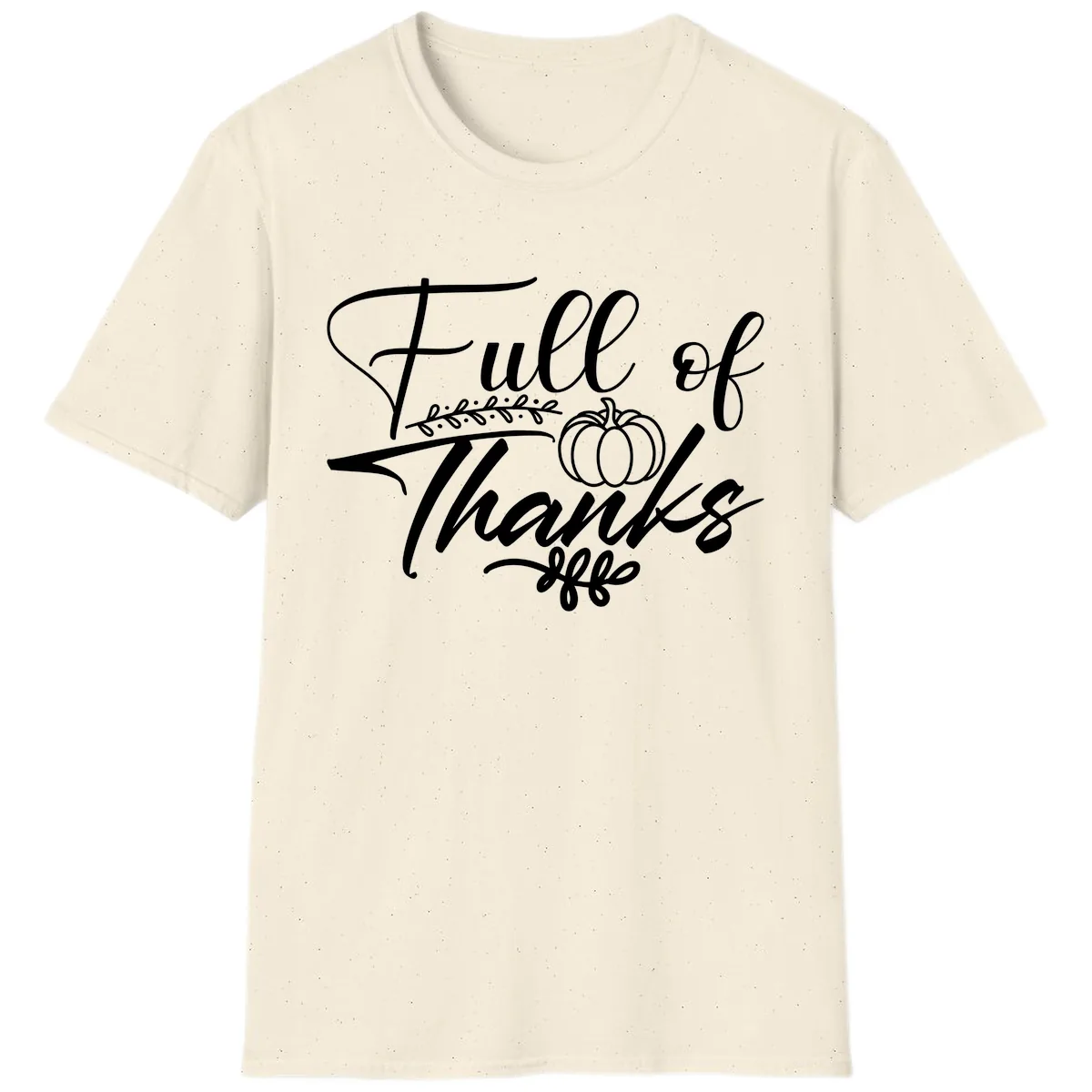 Full Of Thanks Script Typography T-Shirt in Natural