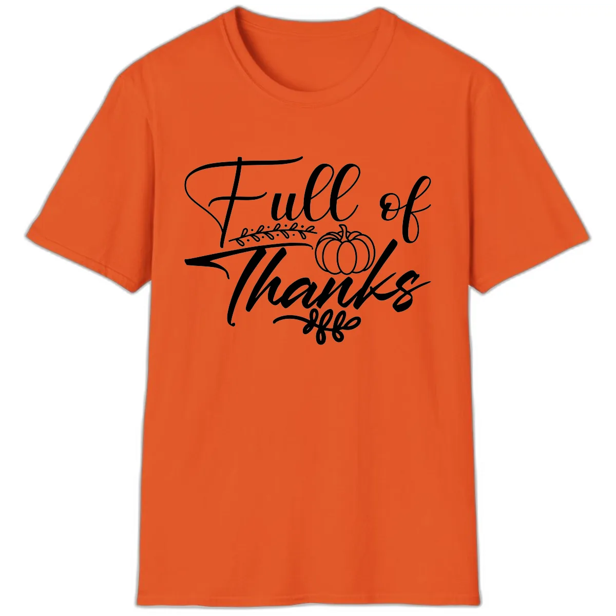 Full Of Thanks Script Typography T-Shirt in Orange