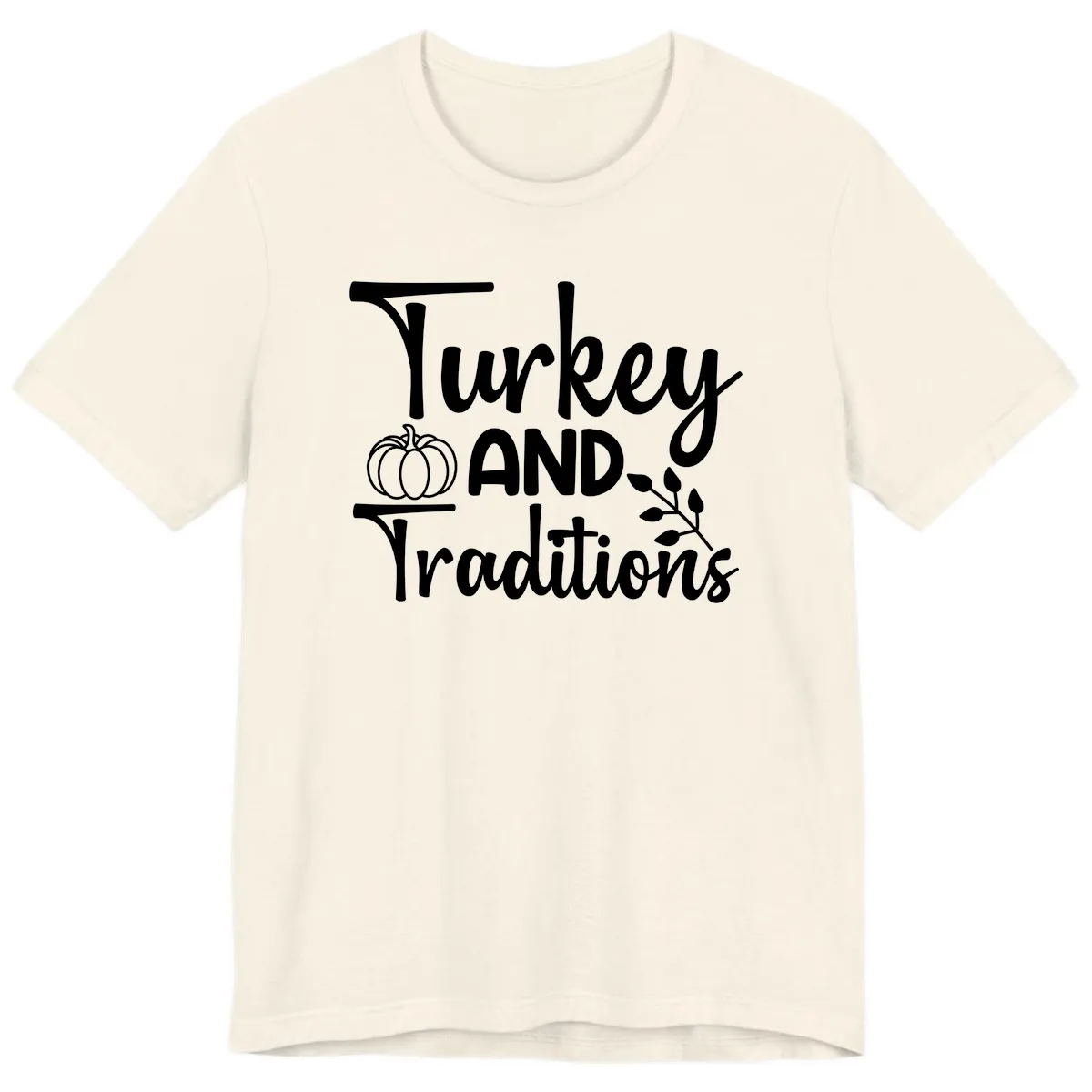 Turkey And Traditions Thanksgiving Design Premium T-Shirt in Natural