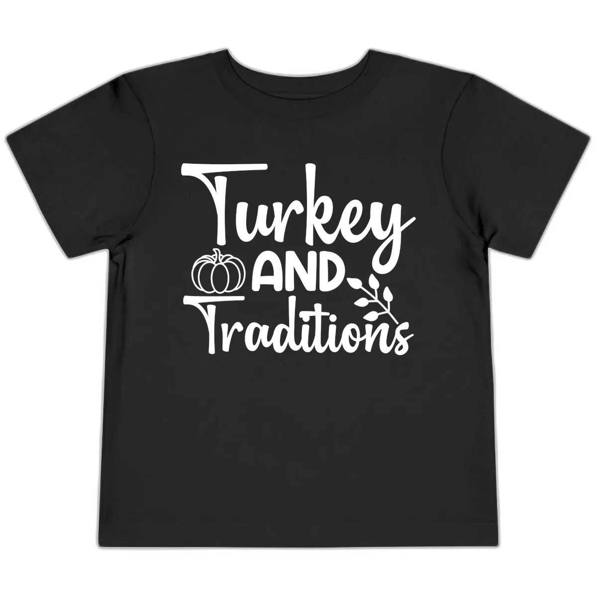 Turkey And Traditions Thanksgiving Design Toddler T-Shirt in Black