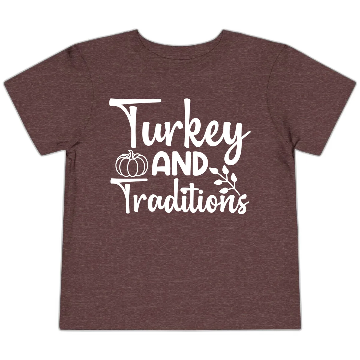 Turkey And Traditions Thanksgiving Design Toddler T-Shirt in Heather Maroon