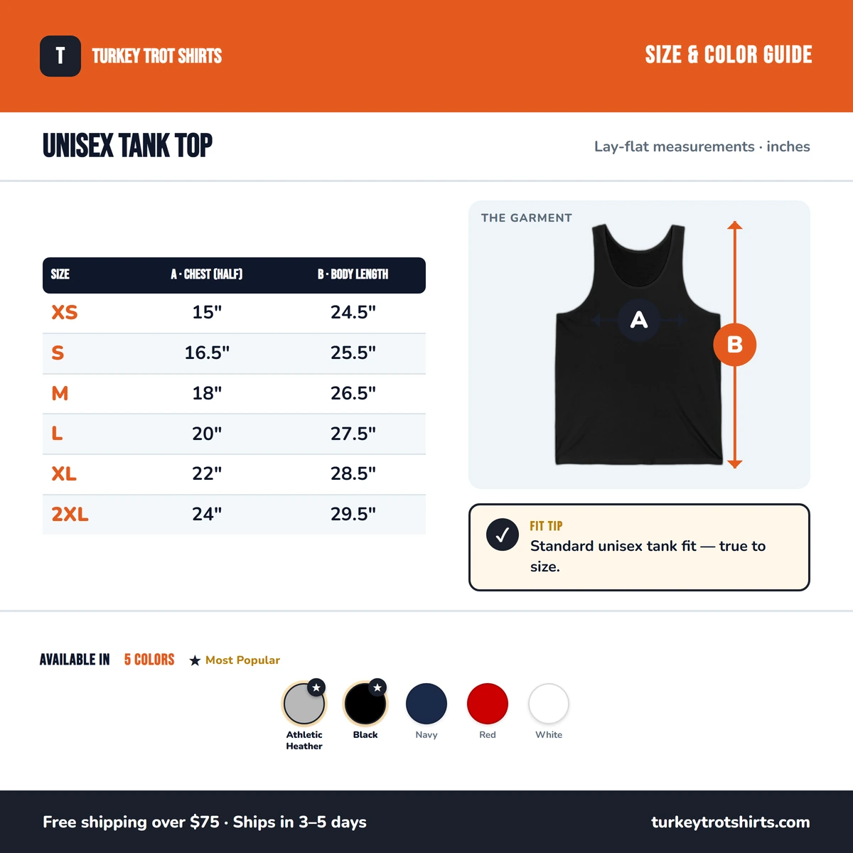 Tank size & color guide