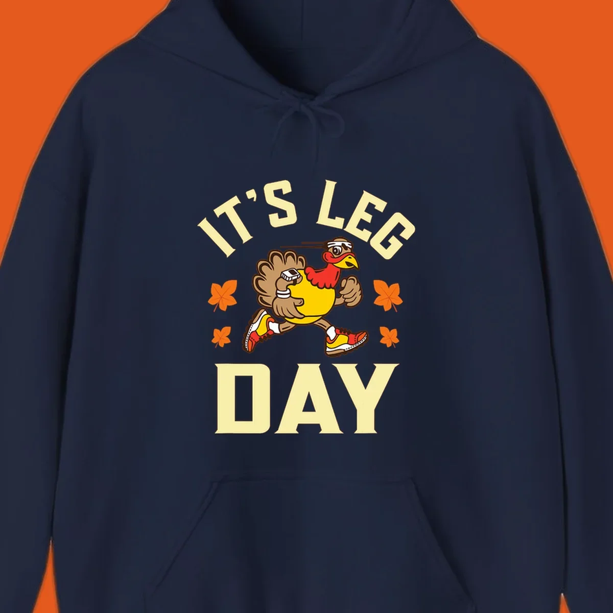 Illustration of a running turkey with 'IT'S LEG DAY' text, for a Turkey Trot shirt.