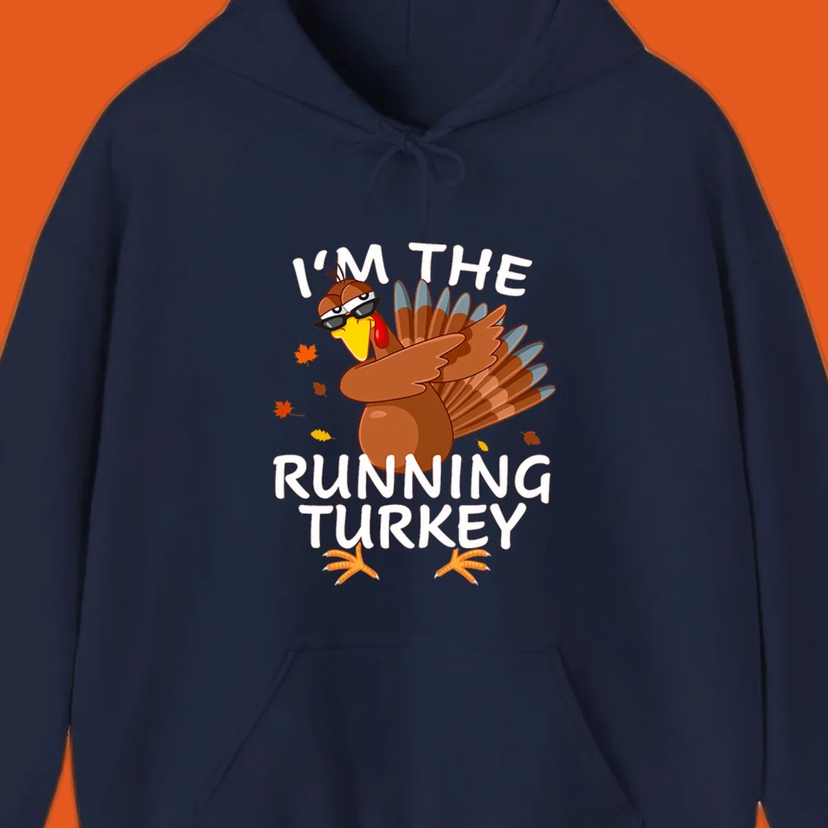 Running turkey graphic with text 'I'm The Running Turkey', for Thanksgiving Day Trot runners.