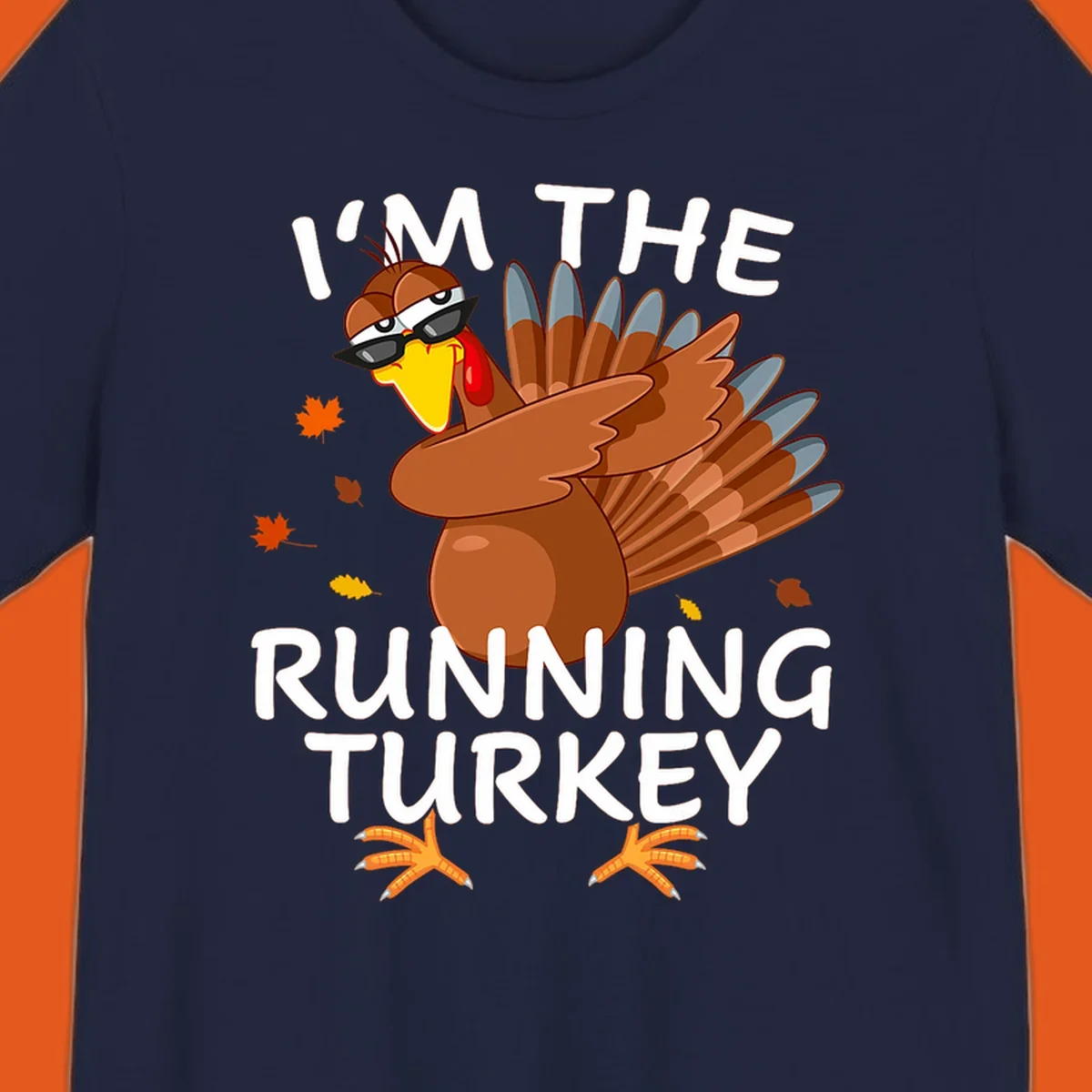 Running turkey graphic with text 'I'm The Running Turkey', for Thanksgiving Day Trot runners.