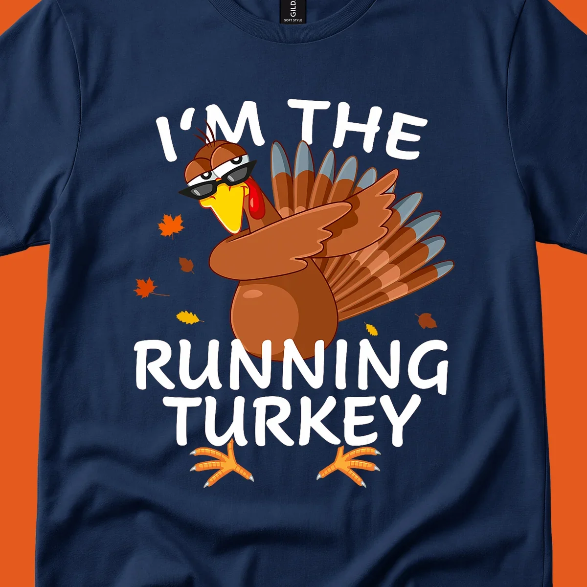 Running turkey graphic with text 'I'm The Running Turkey', for Thanksgiving Day Trot runners.
