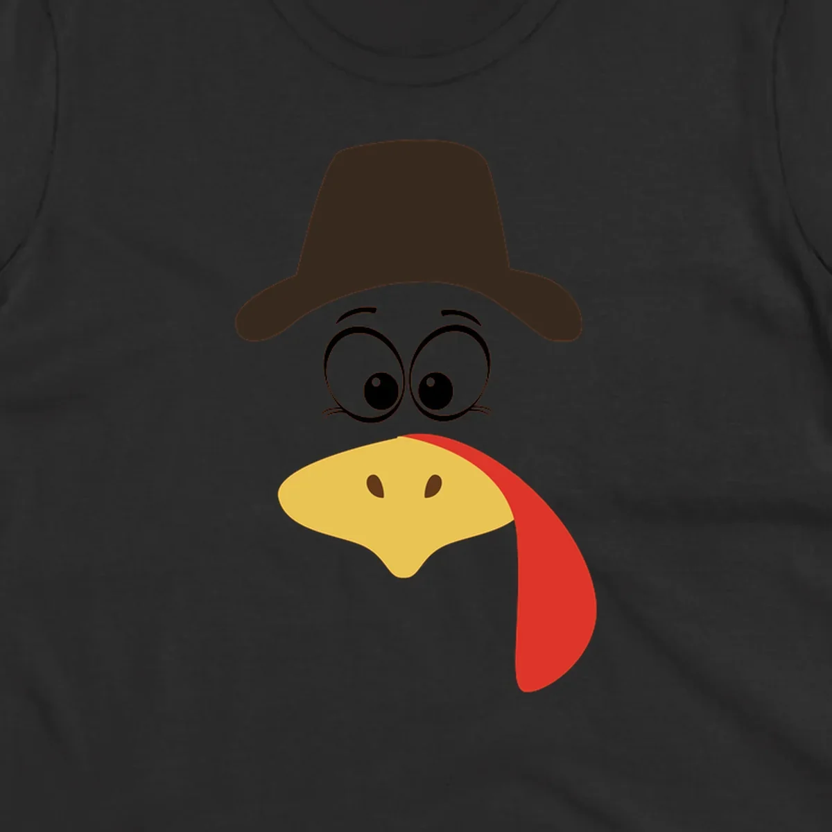 Cartoon turkey face wearing a cowboy hat, graphic for Turkey Trot runs.