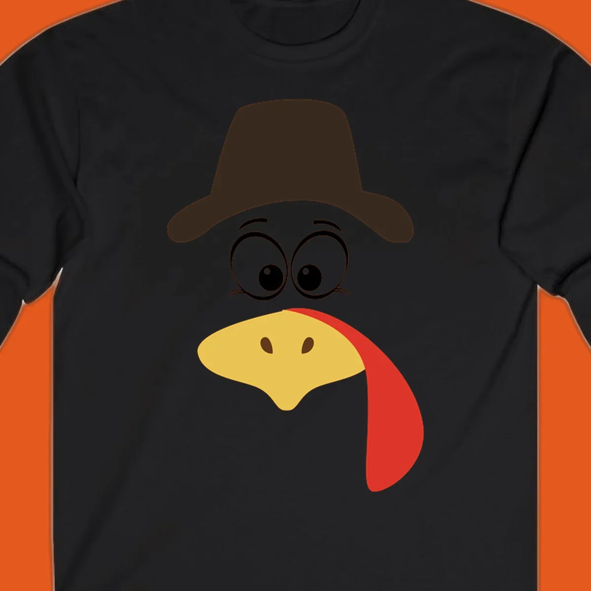 Cartoon turkey face wearing a cowboy hat, graphic for Turkey Trot runs.
