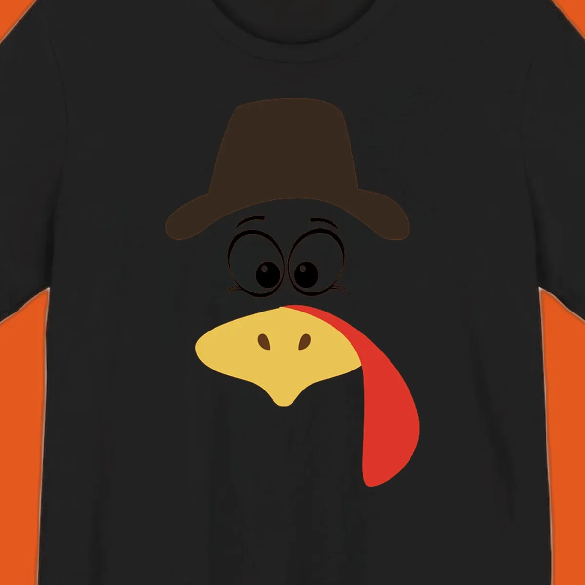 Cartoon turkey face wearing a cowboy hat, graphic for Turkey Trot runs.