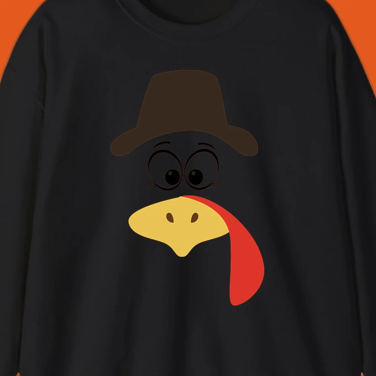 Cartoon turkey face wearing a cowboy hat, graphic for Turkey Trot runs.