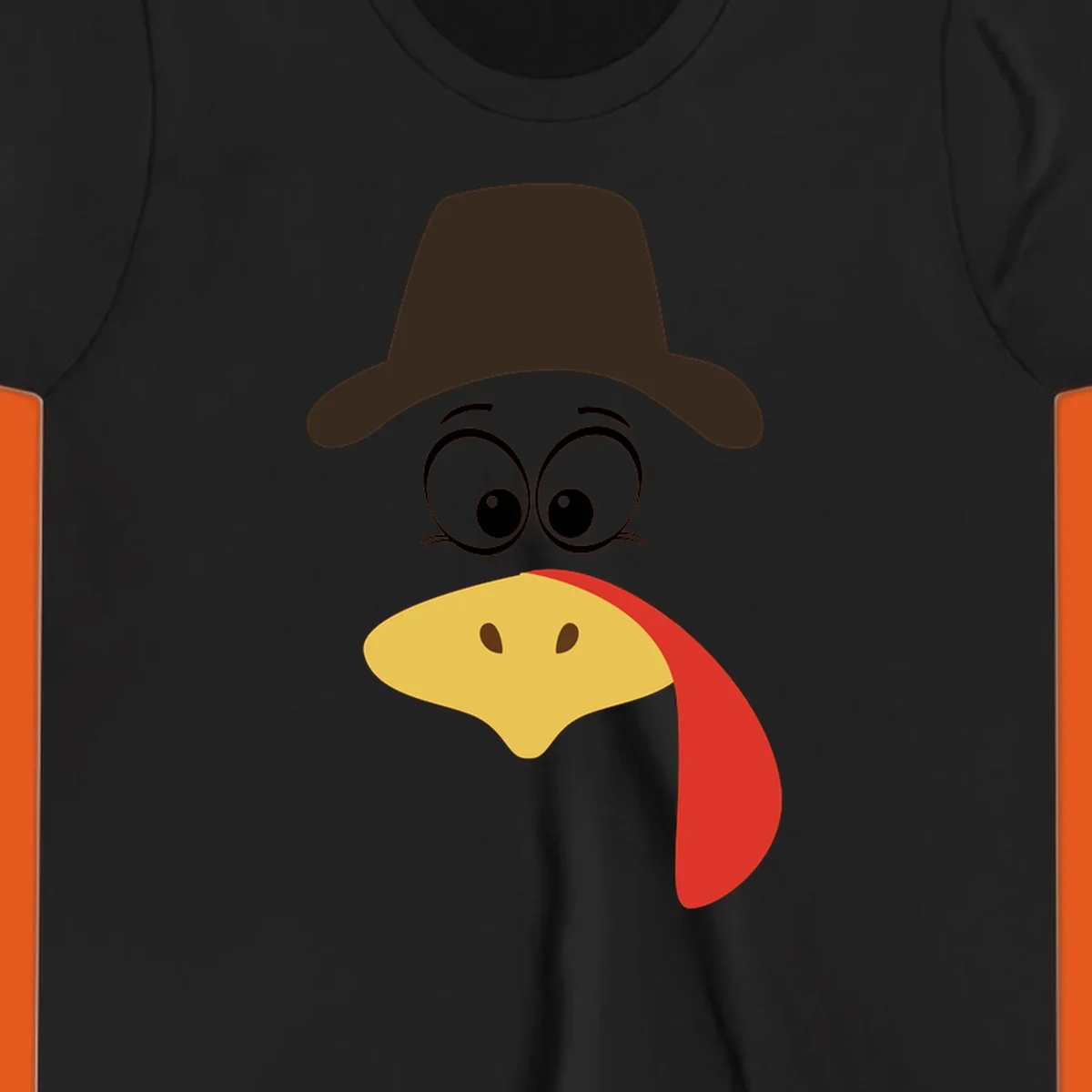 Cartoon turkey face wearing a cowboy hat, graphic for Turkey Trot runs.