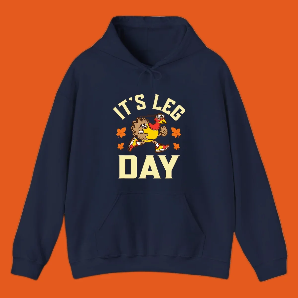 Illustration of a running turkey with 'IT'S LEG DAY' text, for a Turkey Trot shirt.