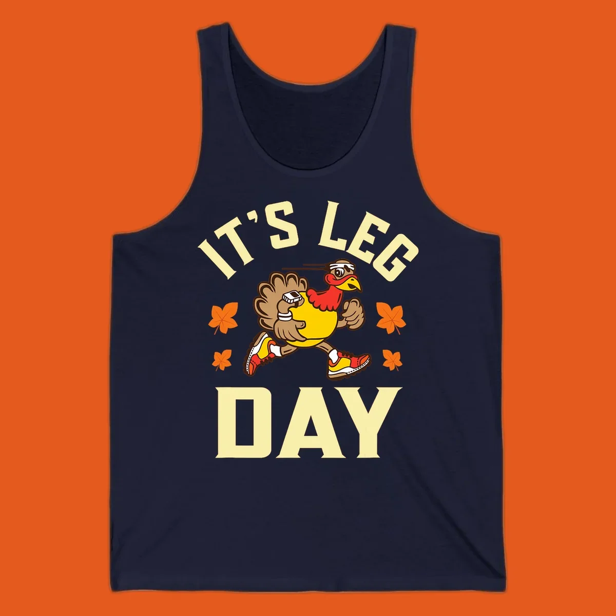 Illustration of a running turkey with 'IT'S LEG DAY' text, for a Turkey Trot shirt.