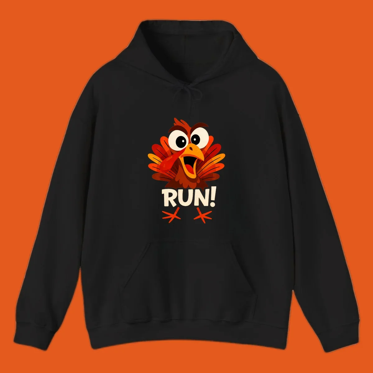 Cartoon turkey with text RUN! - turkey run for your life