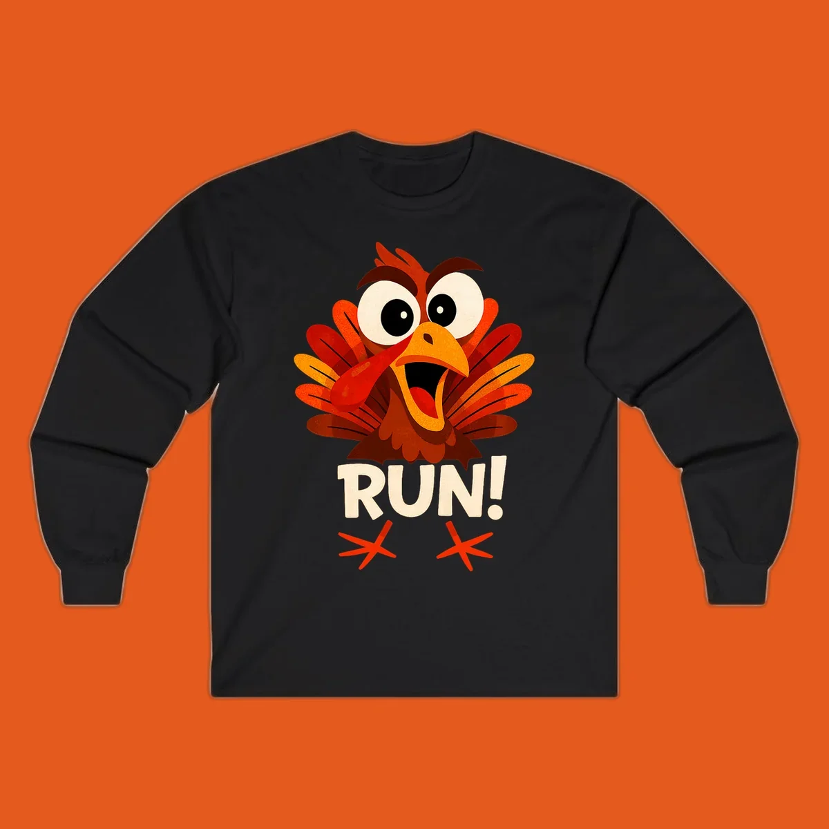 Cartoon turkey with text RUN! - turkey run for your life