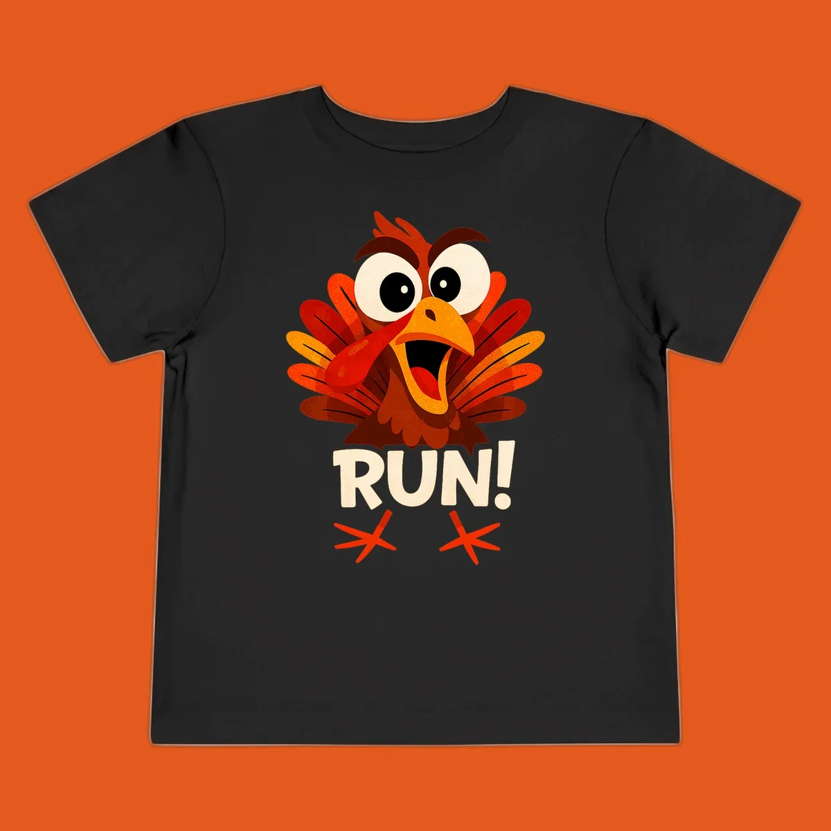 Cartoon turkey with text RUN! - turkey run for your life