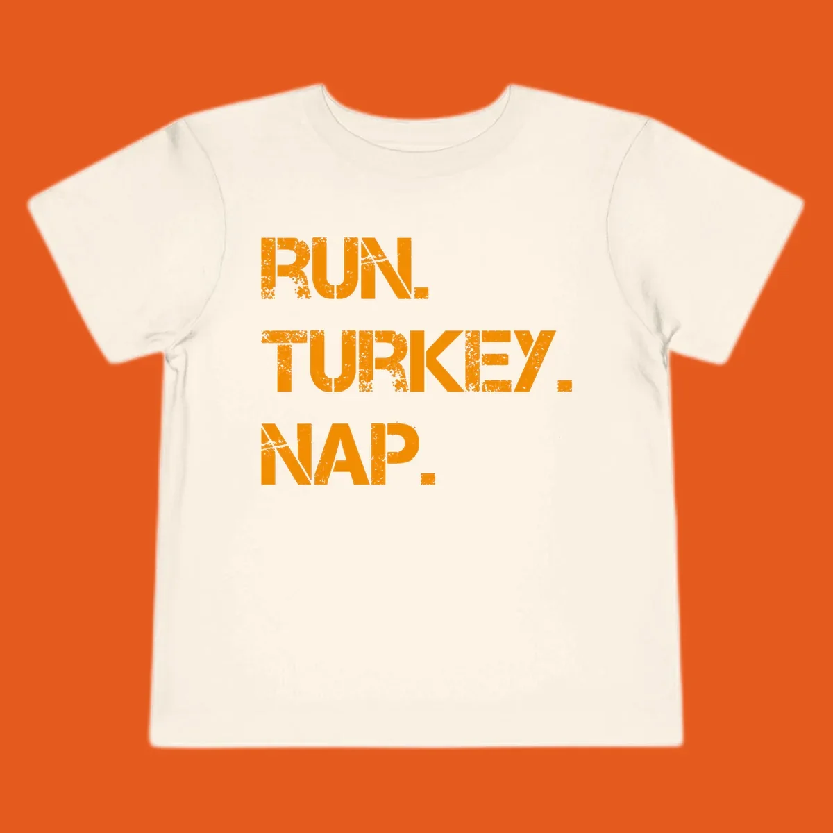 Run Turkey Nap text design with distressed orange lettering on a black background.